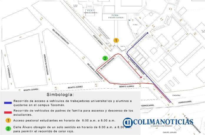 Ajustan señalización para garantizar acceso seguro al Campus Tecomán