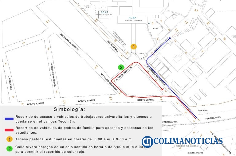 Ajustan señalización para garantizar acceso seguro al Campus Tecomán