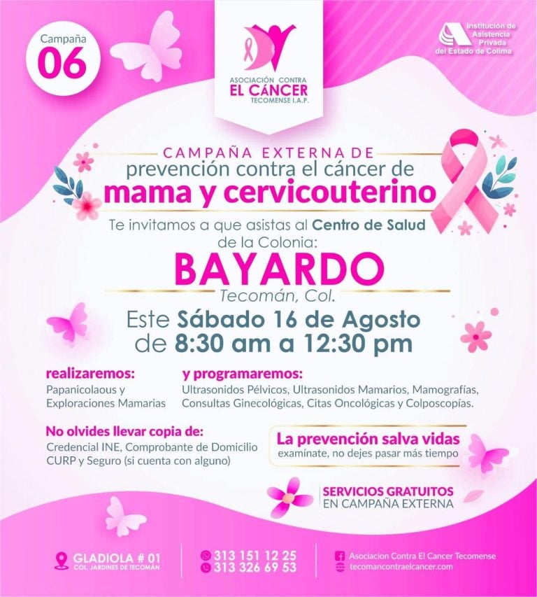 Colonia Bayardo recibirá sexta campaña de detección de cáncer en mujeres
