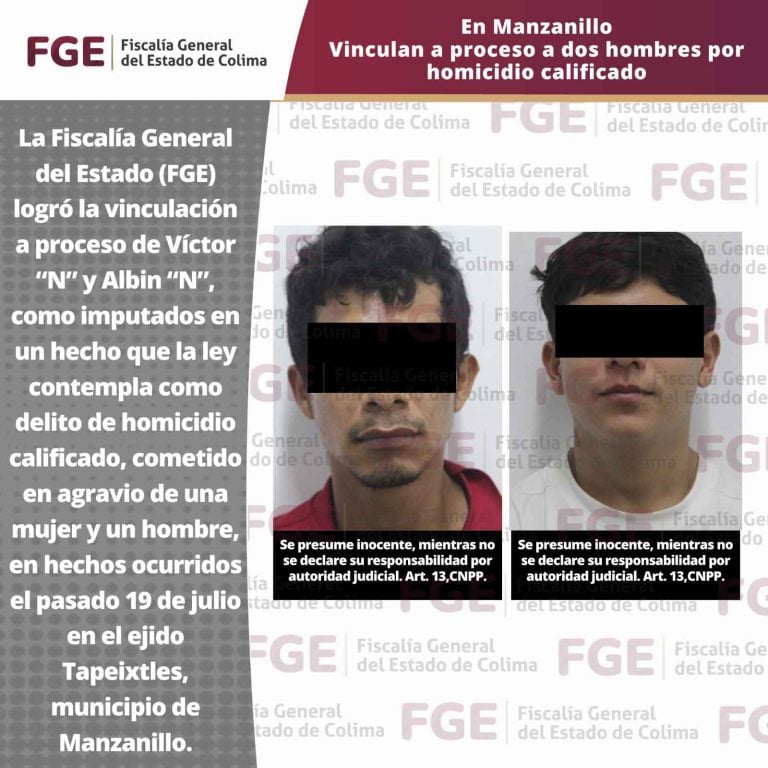 En Manzanillo vinculan a proceso a dos hombres por homicidio calificado