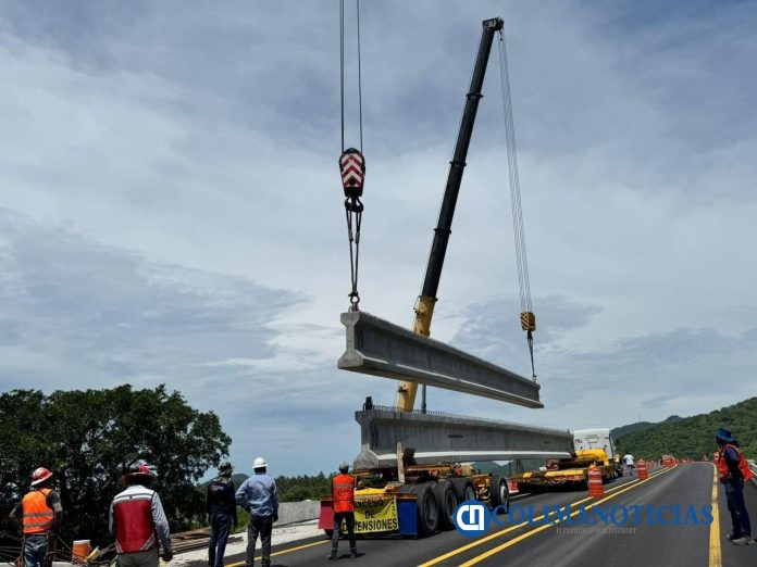 Este martes montan trabes en el kilómetro 49, en el Puente Armería II