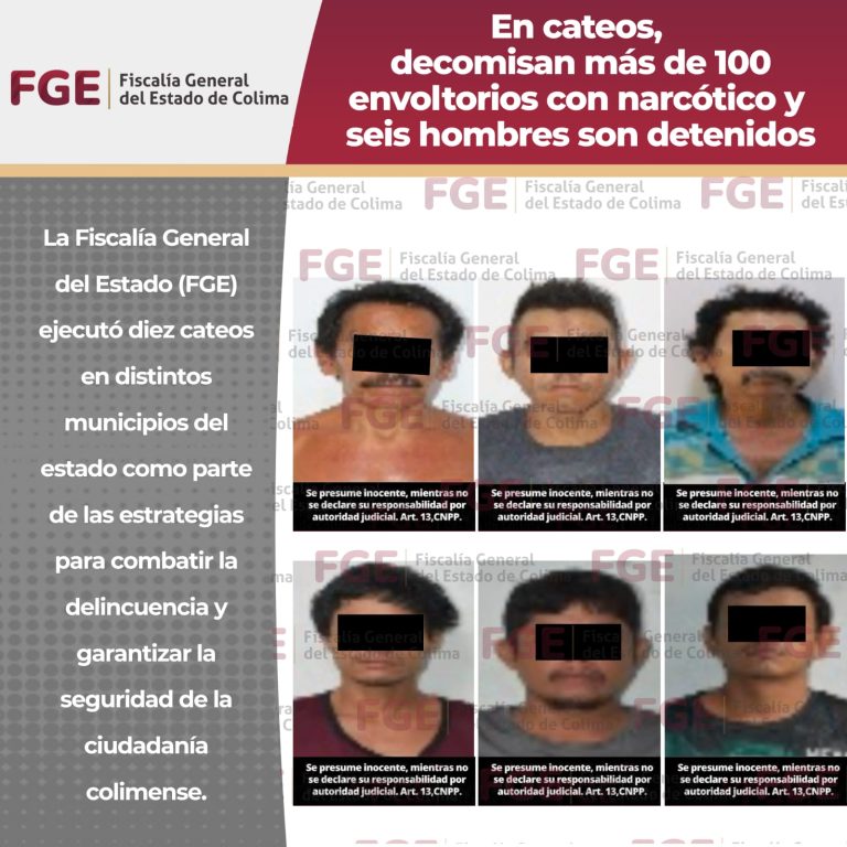 En cateos, decomisan más de 100 envoltorios con narcótico y seis hombres son detenidos