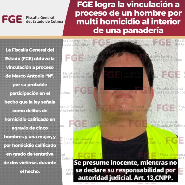 FGE logra la vinculación a proceso de un hombre por multi homicidio al interior de una panadería