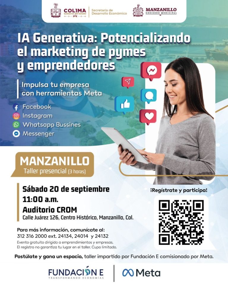 Gobierno de Colima impulsa a emprendedores de Manzanillo, con taller gratuito Inteligencia Artificial y Marketing