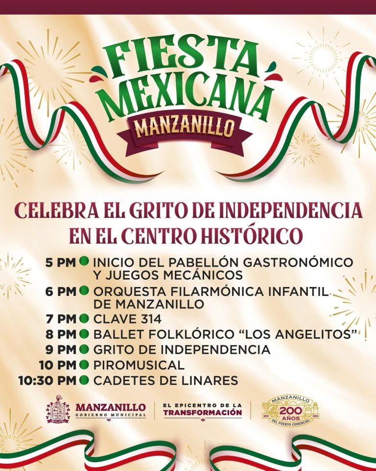 Gobierno de Manzanillo invita a conmemorar el Grito de Independencia en el Centro Histórico