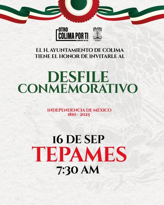 Invita el alcalde Riult Rivera, a participar en la ceremonia cívica y desfile que se desarrollará este martes 16 de septiembre en Tepames