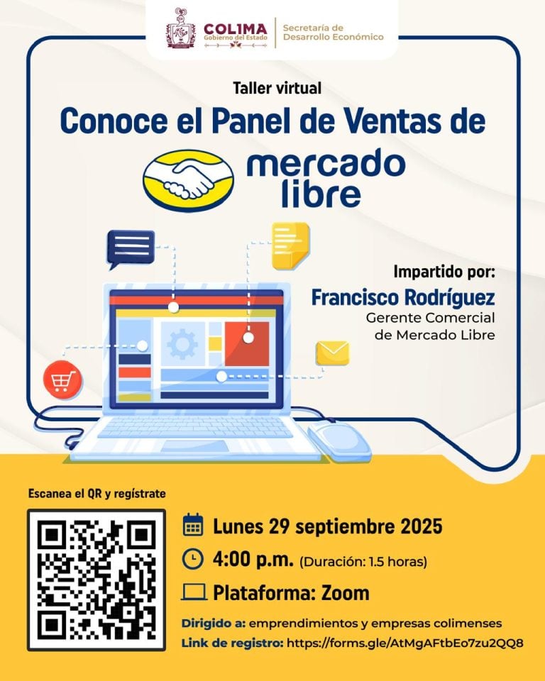 Sedeco Colima invita al taller virtual gratuito ‘Conoce el Panel de Ventas de Mercado Libre’