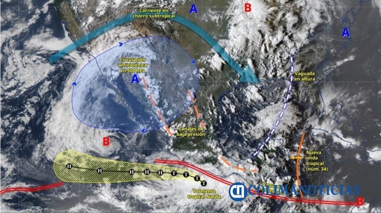 UEPC Colima alerta por lluvias intensas y oleaje elevado, tras la formación de la tormenta tropical ‘Narda’