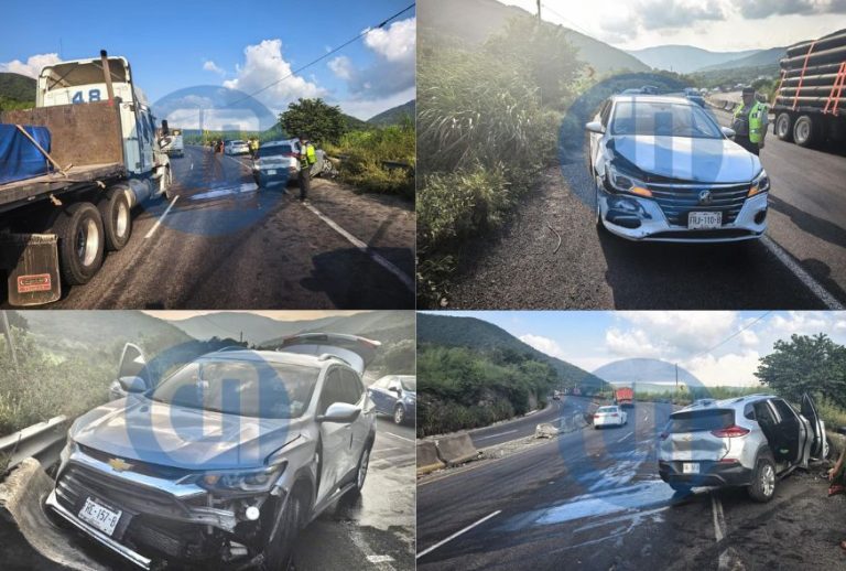 Falla mecánica provoca choque entre camioneta y vehículo en la autopista Manzanillo–Colima