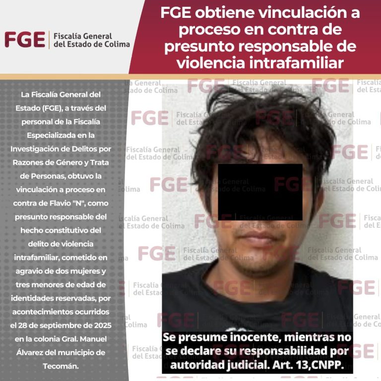 FGE obtiene vinculación a proceso en contra de presunto responsable de violencia intrafamiliar