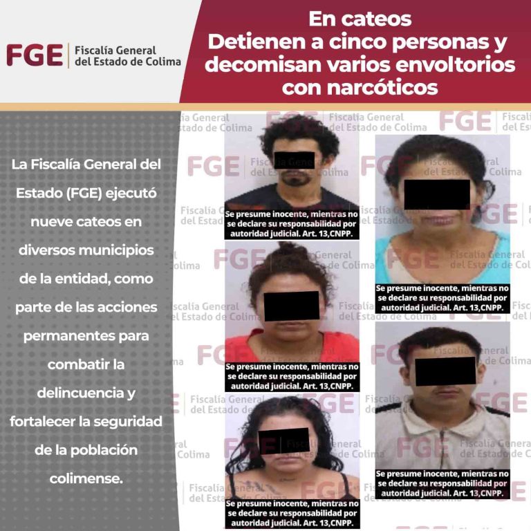 En cateos detienen a cinco personas y decomisan varios envoltorios con narcóticos