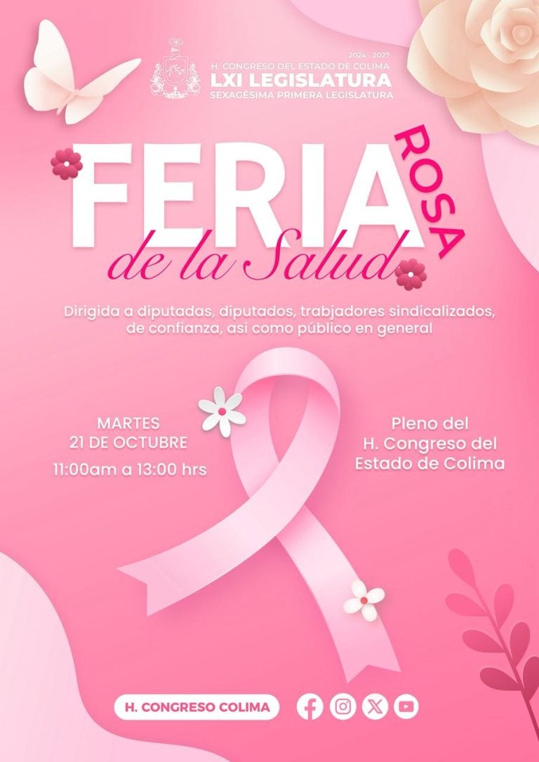 Realizarán “Feria Rosa de la Salud” en el Congreso del Estado de Colima
