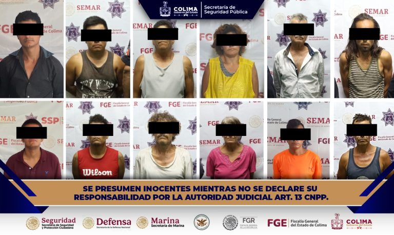 SSP Colima detiene a 12 personas por delitos contra la salud