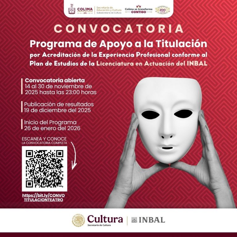 INBAL y Cultura Colima abren convocatoria para titulación por trayectoria profesional para profesionales del teatro