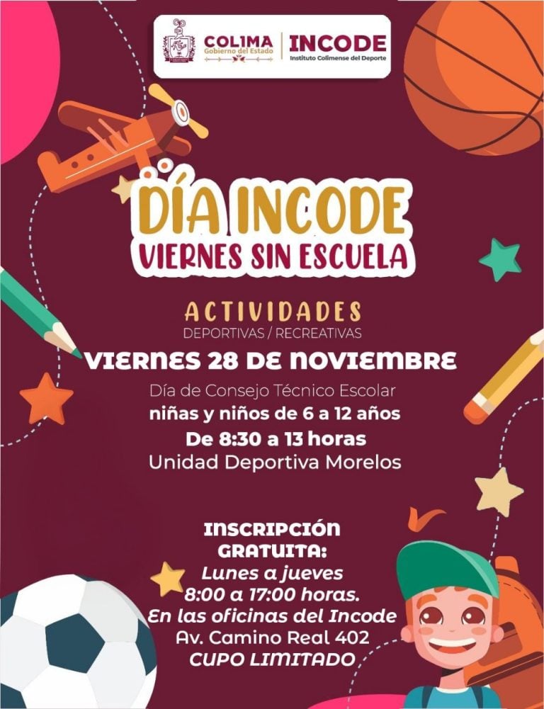 Incode invita al ‘Viernes sin Escuela’ con actividades deportivas para menores de 6 a 12 años