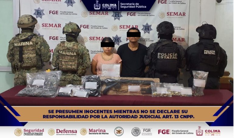 Mujer y hombre son detenidos con droga y arma de fuego en operativo conjunto en Colima: SSP
