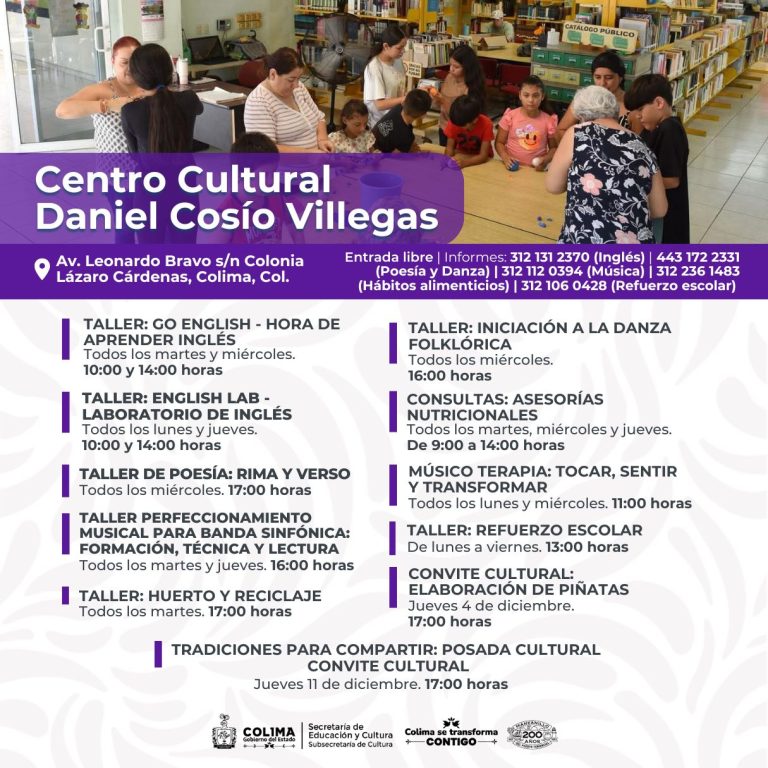 Cultura Colima presenta su agenda de diciembre, con más de 50 actividades artísticas y talleres gratuitos para todo público