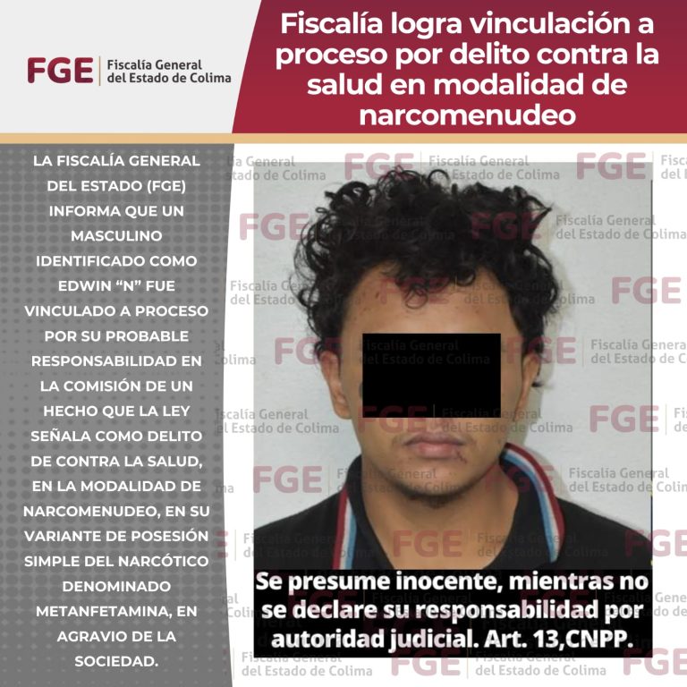 Fiscalía logra vinculación a proceso por delito contra la salud en modalidad de narcomenudeo