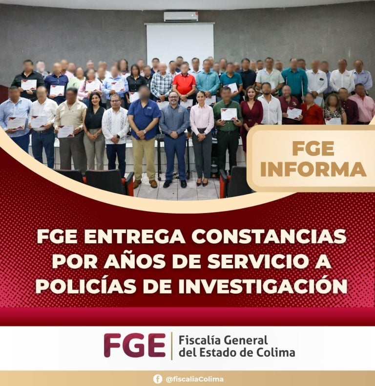 FGE entrega constancias por años de servicio a Policías de Investigación