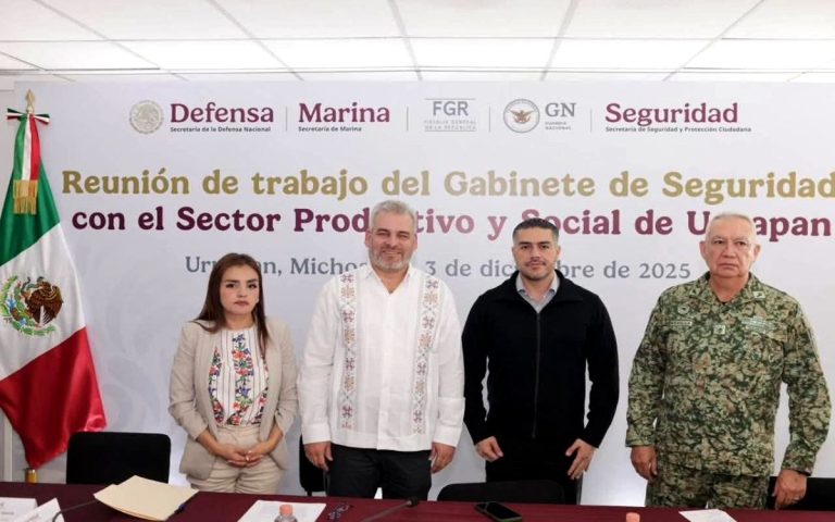 García Harfuch supervisa el Plan Michoacán y se reúne con la alcaldesa de Uruapan, Grecia Quiroz