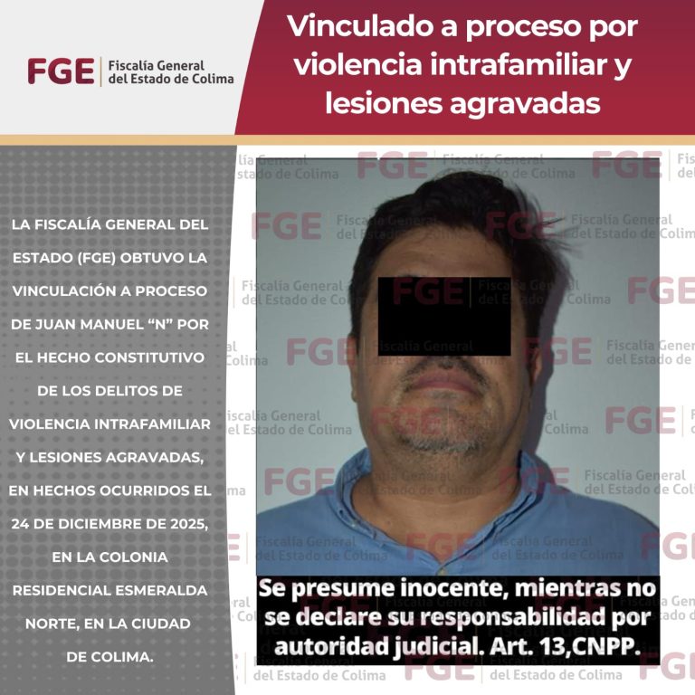 Vinculado a proceso por violencia intrafamiliar y lesiones agravadas
