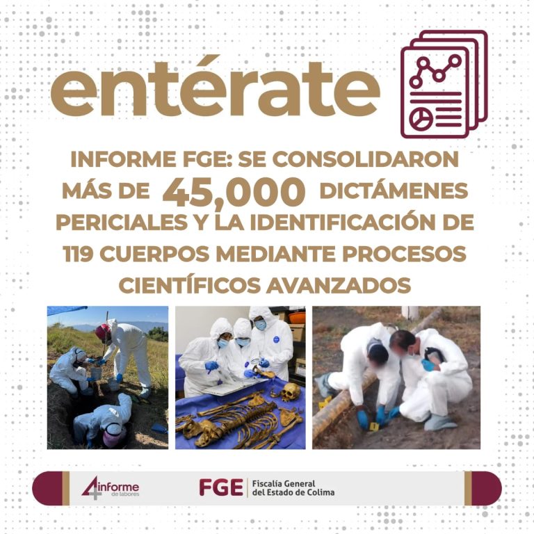 INFORME FGE: Se consolidaron más de 45,000 dictámenes periciales y la identificación de 119 cuerpos mediante procesos científicos avanzados