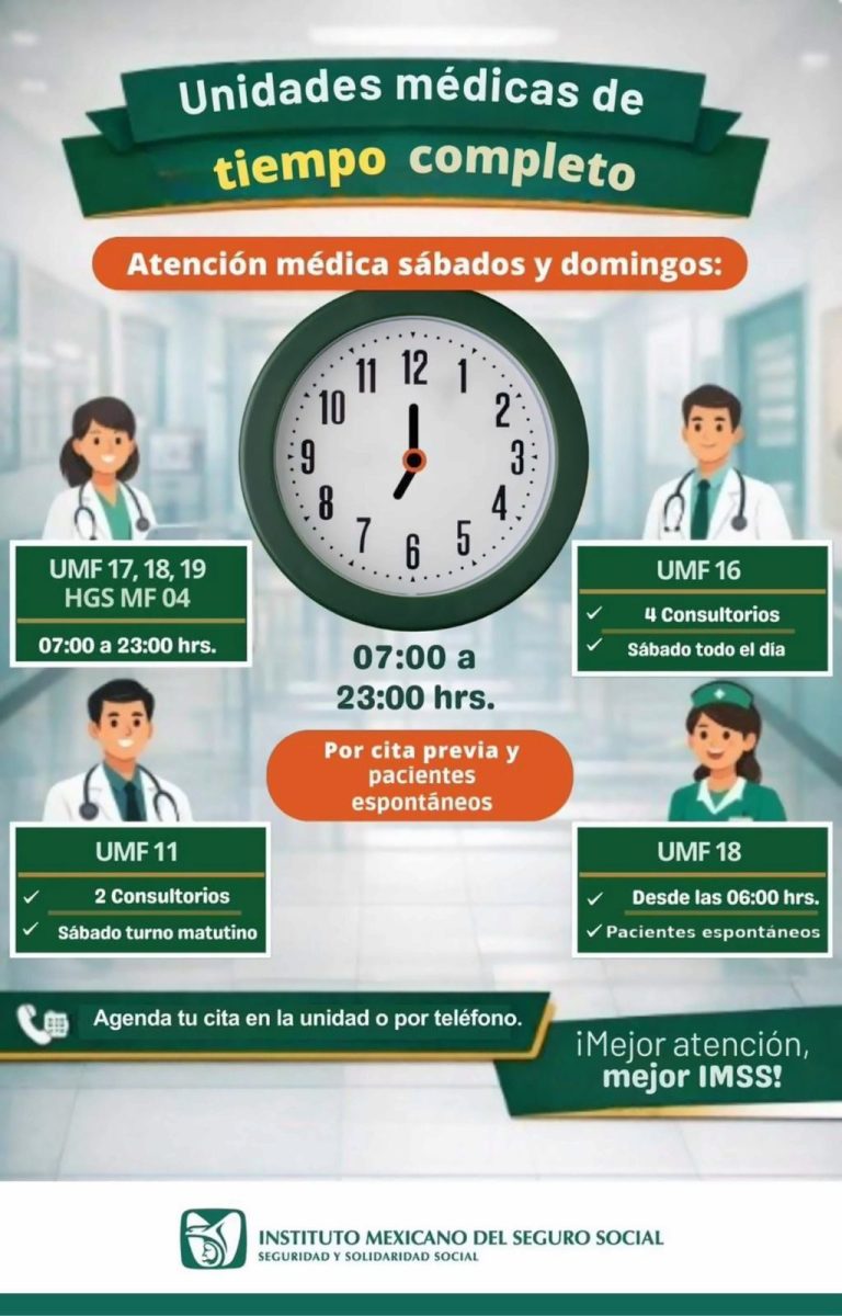 Amplía IMSS Colima servicios médicos los fines de semana