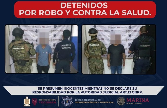 En operativos de vigilancia, Tecomán registra detenciones por robo y presunta posesión de droga