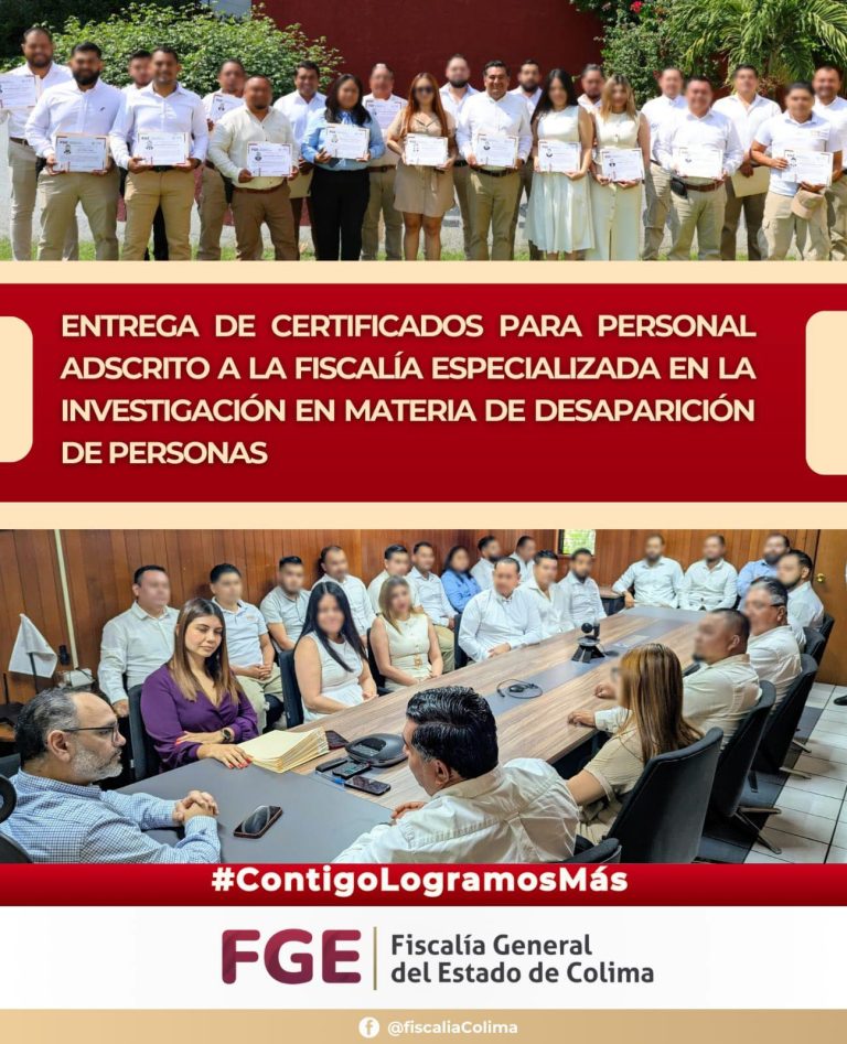 Entrega de certificados para personal adscrito a la fiscalía especializada en la investigación en materia de desaparición de personas