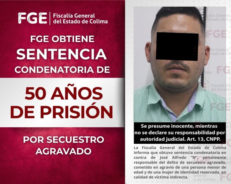 FGE obtiene sentencia condenatoria de 50 años de prisión por secuestro agravado