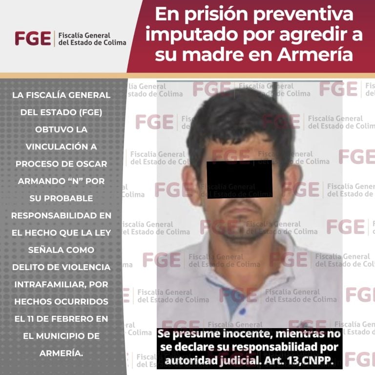 En prisión preventiva imputado por agredir a su madre en Armería