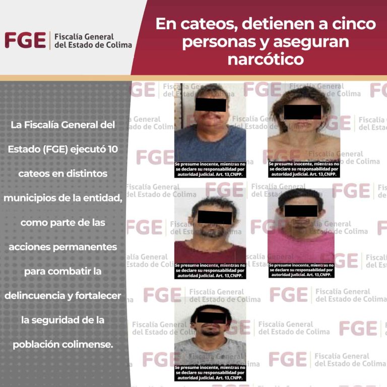 En cateos, detienen a cinco personas y aseguran narcótico