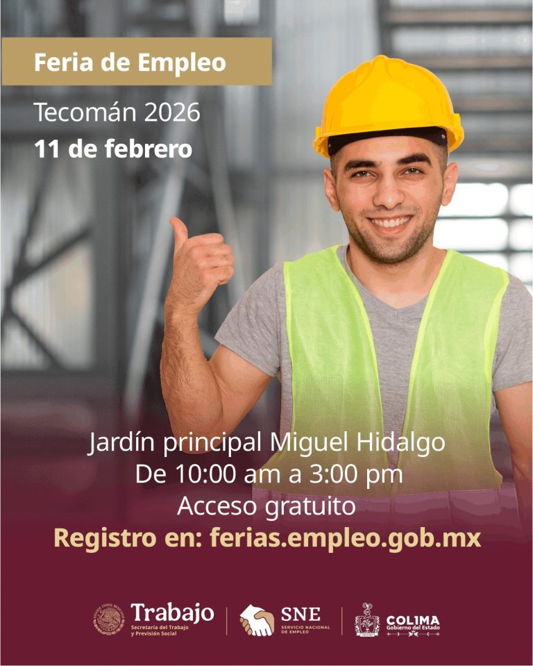 Gobierno del Estado de Colima invita a la ‘Primera Feria de Empleo 2026’ este miércoles en Tecomán