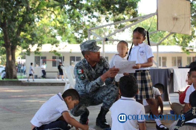 Guardia Nacional realiza actividades lúdicas para fortalecer la convivencia y el aprendizaje en primarias de Colima