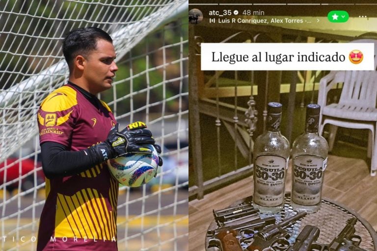 Portero del Club Atlético Morelia causa polémica tras subir fotos con tequila y armas en sus redes sociales