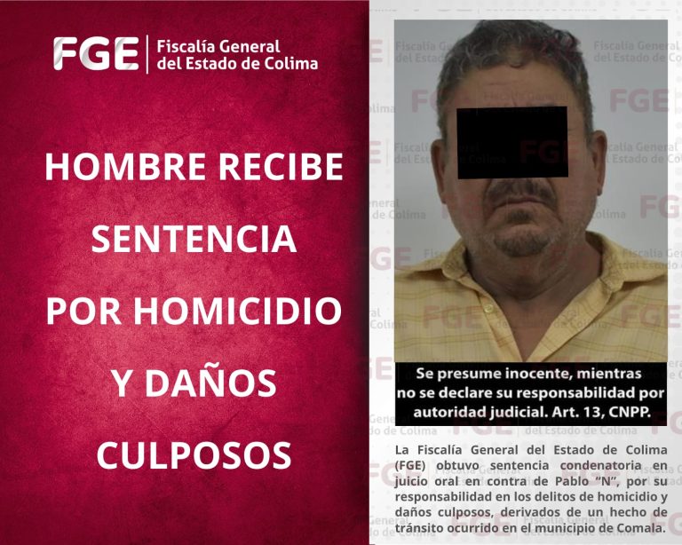 Hombre recibe sentencia por homicidio y daños culposos