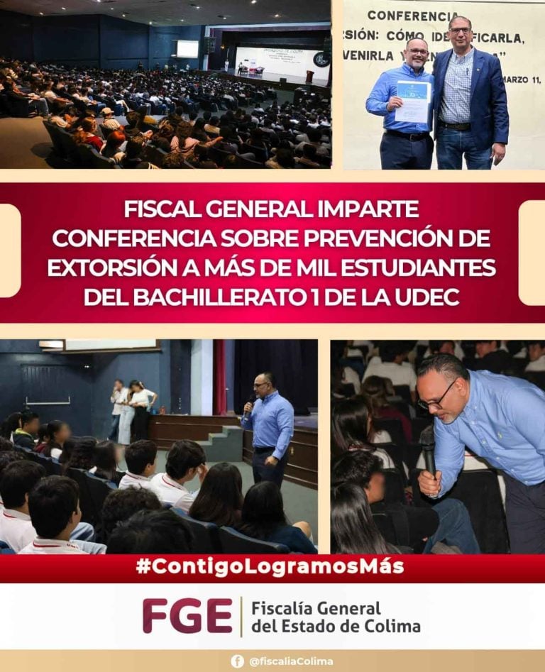 Fiscal General imparte conferencia sobre prevención de extorsión a más de mil estudiantes del Bachillerato No.1 de la UdeC