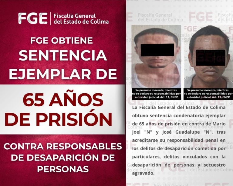 Sentencia ejemplar de 65 años de prisión contra responsables de desaparición de personas