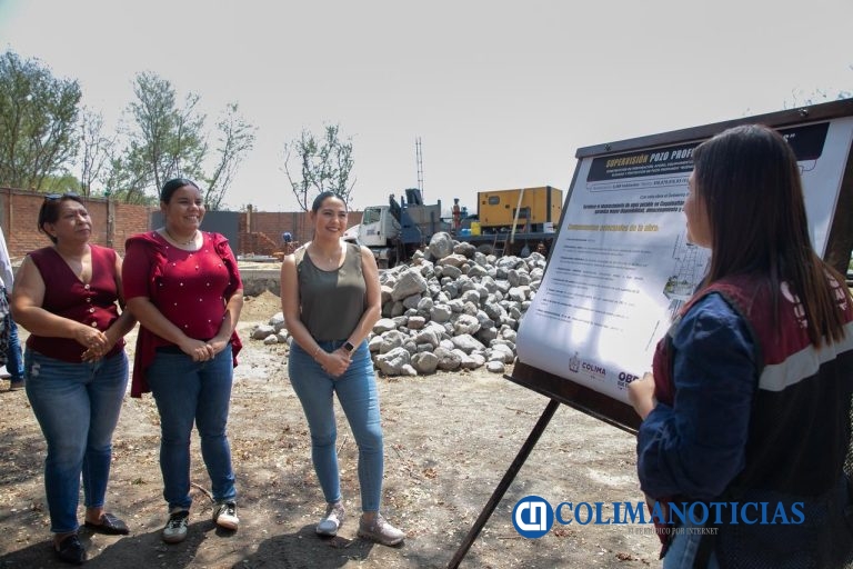 Indira Vizcaíno supervisa la construcción de nuevo pozo profundo en Coquimatlán; se invierten casi 17 mdp