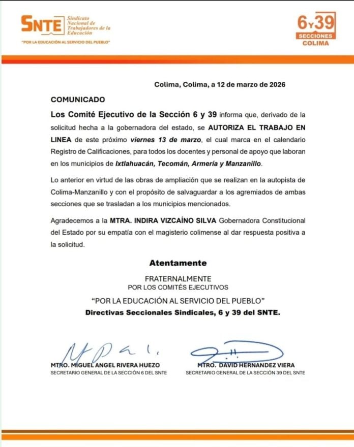 Maestros de Ixtlahuacán, Manzanillo, Tecomán y Armería trabajaran en línea este viernes