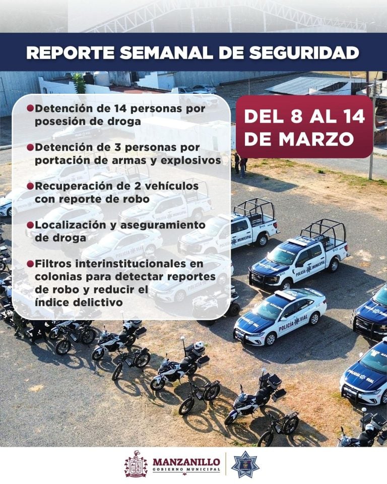 Detención de personas por posesión de droga, portación de armas y explosivos: resultados de la Policía de Manzanillo