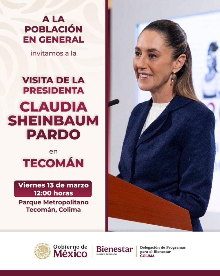 Presidenta Sheinbaum visitará Colima por sexta ocasión; este viernes tendrá evento abierto al público en Tecomán