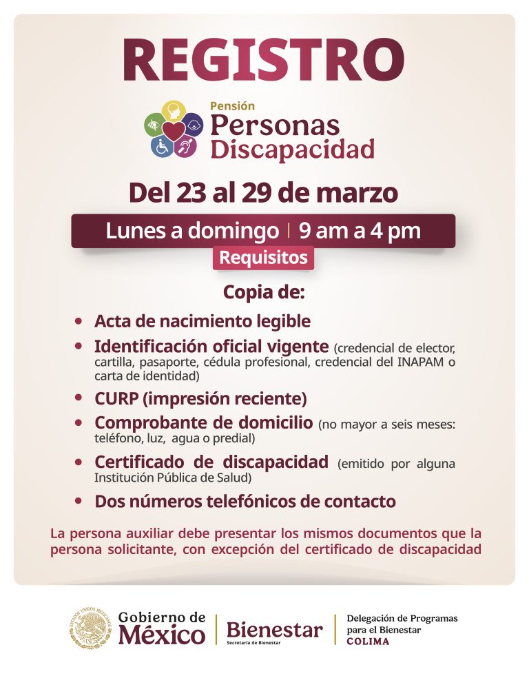 Del 23 al 29 de marzo será el registro a la Pensión para el Bienestar de las Personas con Discapacidad: Rosario Silva