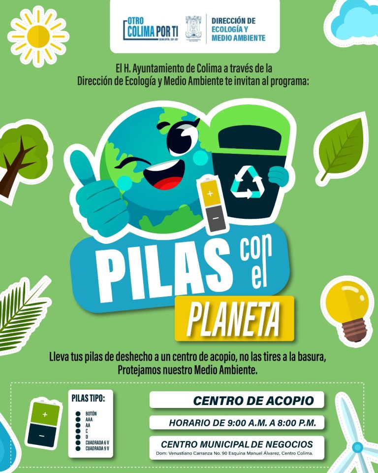 Colima se pone las “Pilas con el planeta”*; arranca campaña de acopio de baterías usadas