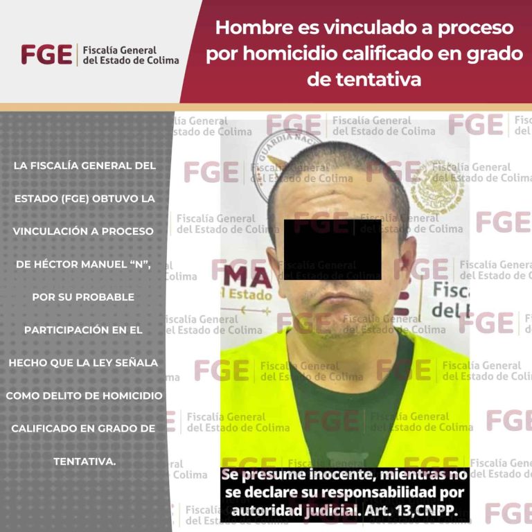 Hombre es vinculado a proceso por homicidio calificado en grado de tentativa