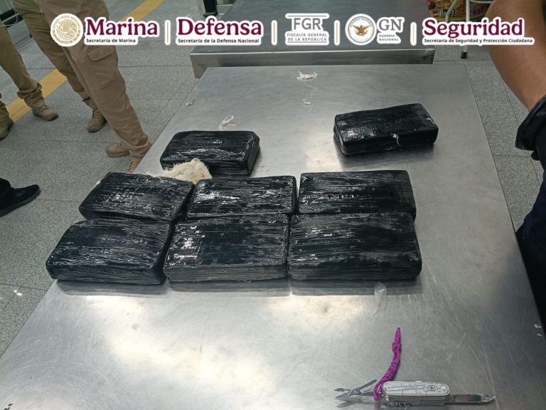 En la aduana del AICM, autoridades federales aseguran más de 8 kilos de cocaína ocultos en una silla de ruedas