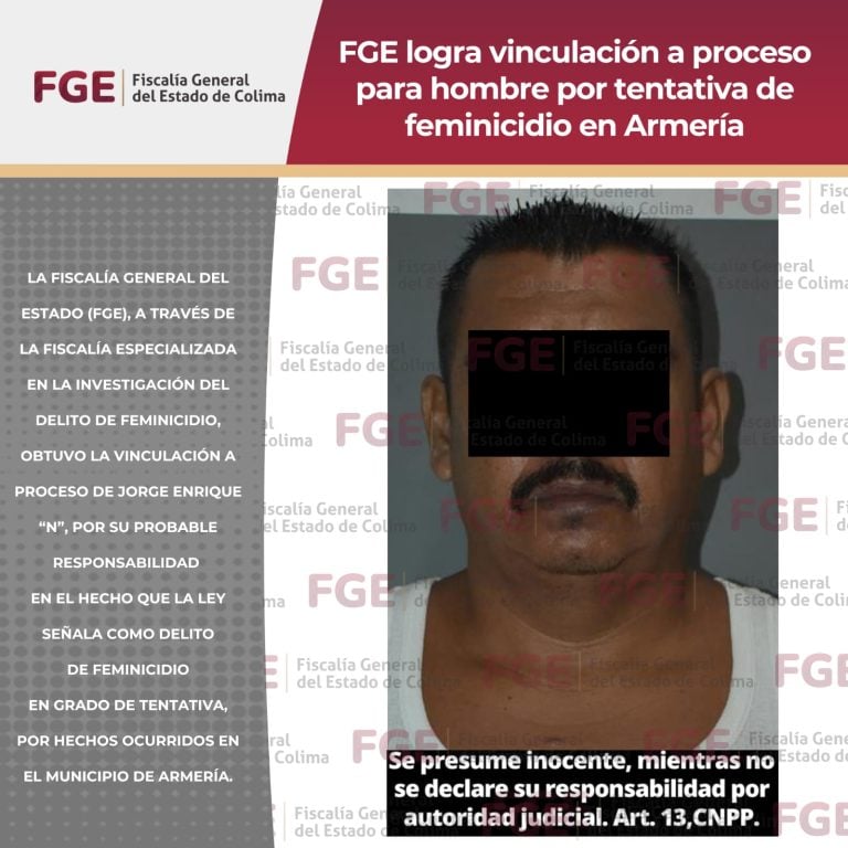 FGE logra vinculación a proceso para hombre por tentativa de feminicidio en Armería