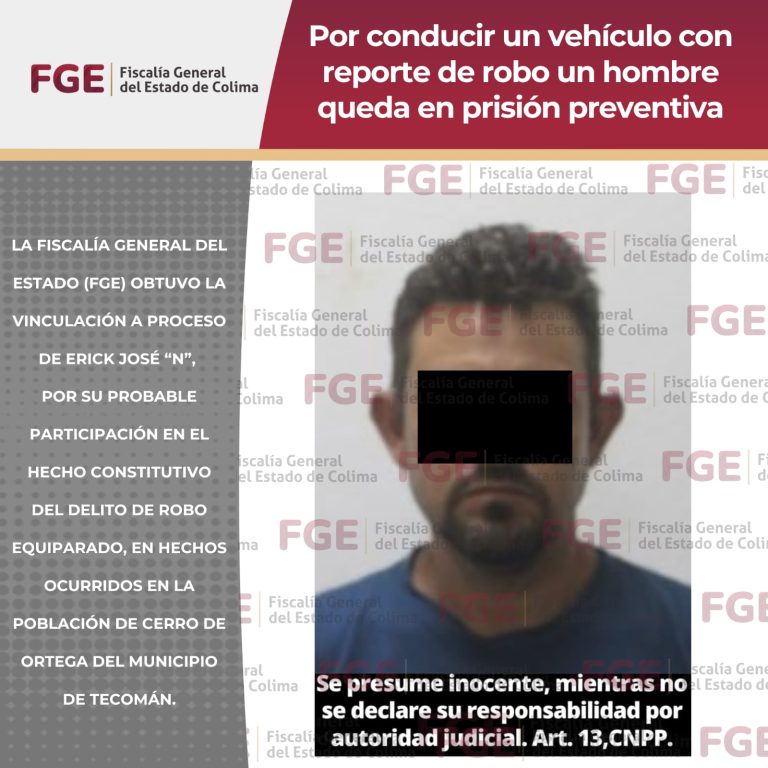 Por conducir un vehículo con reporte de robo un hombre queda en prisión preventiva