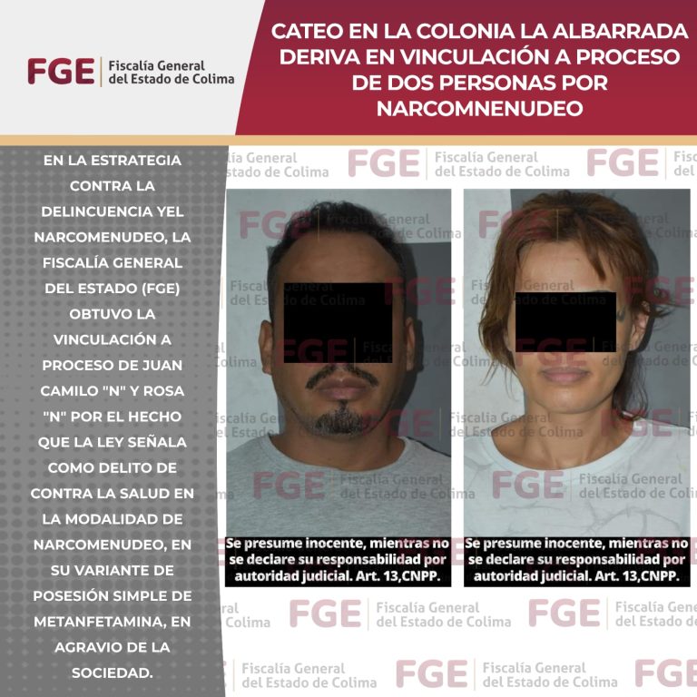 Cateo en la colonia La Albarrada deriva en vinculación a proceso de dos personas por narcomenudeo