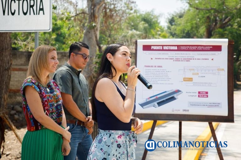 Gobernadora Indira Vizcaíno entrega puente ‘Victoria’ en Comala y planta purificadora para secundaria e Isenco en Colima